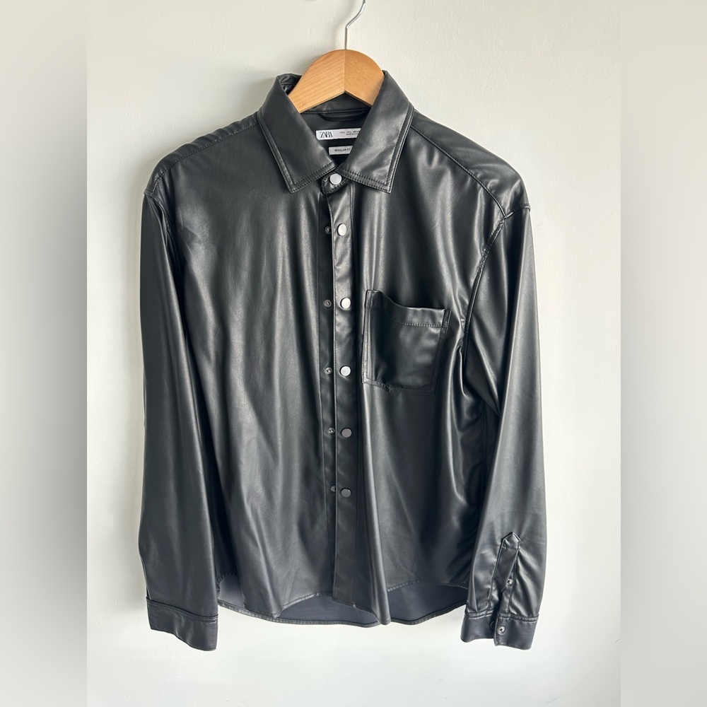 Zara leather button down
